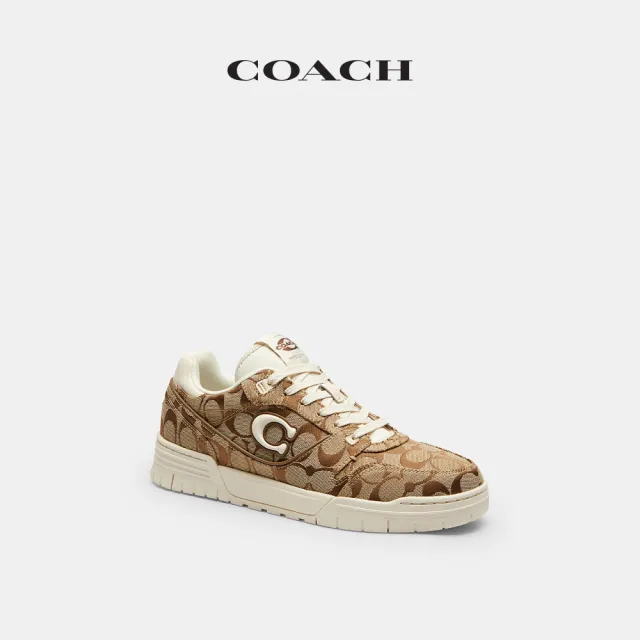 【COACH】蔻馳官方直營 SOHO 女士經典SIGNATURE 提花織布休閒鞋 運動鞋 布鞋-混合粉筆白色(CEW26)