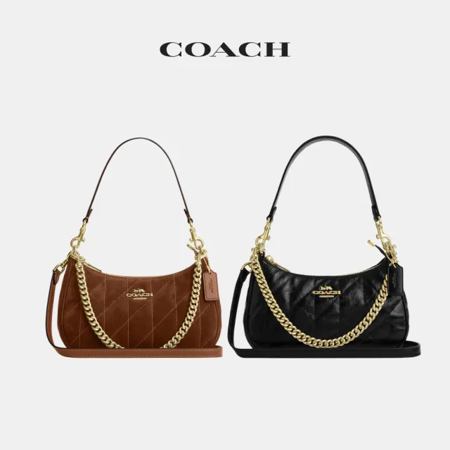 【COACH】蔻馳官方直營 TERI 絎縫細節單肩包 單肩手袋 斜背包-黑色(CDY83/CET35)