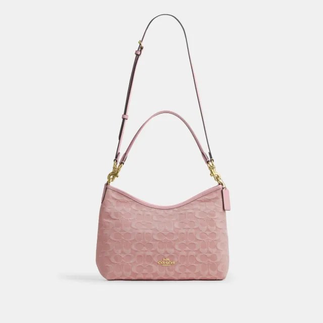 【COACH】蔻馳官方直營 LAUREL 經典SIGNATURE丹寧布單肩手袋 單肩包 斜背包-2色任選(CDE44/CER66)