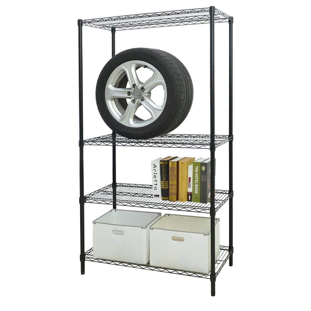 【居家cheaper】荷重型 烤黑 46X91X150CM 四層置物架(每層耐重100KG 層架鐵架 置物架 貨架)