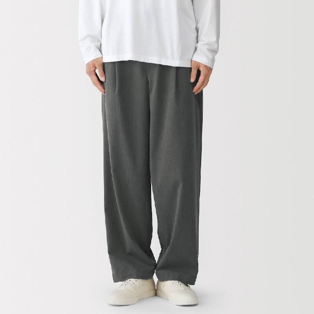 【MUJI 無印良品】男速乾打褶寬版褲(墨灰/黑色/米色/摩卡棕)