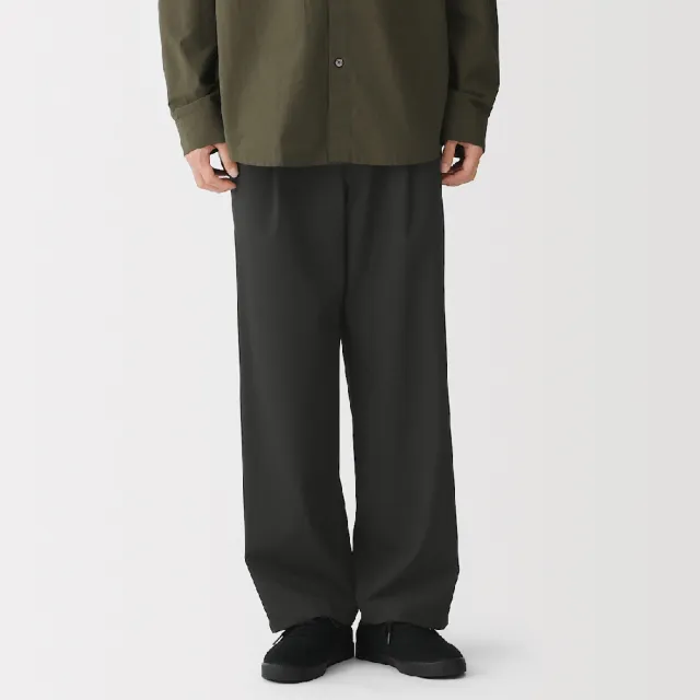 【MUJI 無印良品】男速乾打褶寬版褲(墨灰/黑色/米色/摩卡棕)