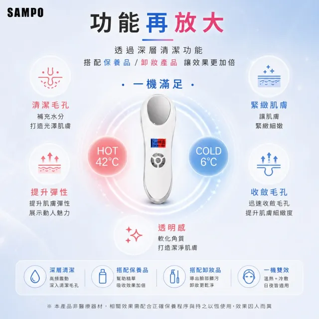 【SAMPO 聲寶】冰晶熱敷美容儀+微震動美顏儀(1510+1512)
