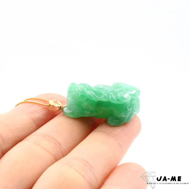 【JA-ME】天然A貨翡翠 滿綠招財貔貅18k金玉墜