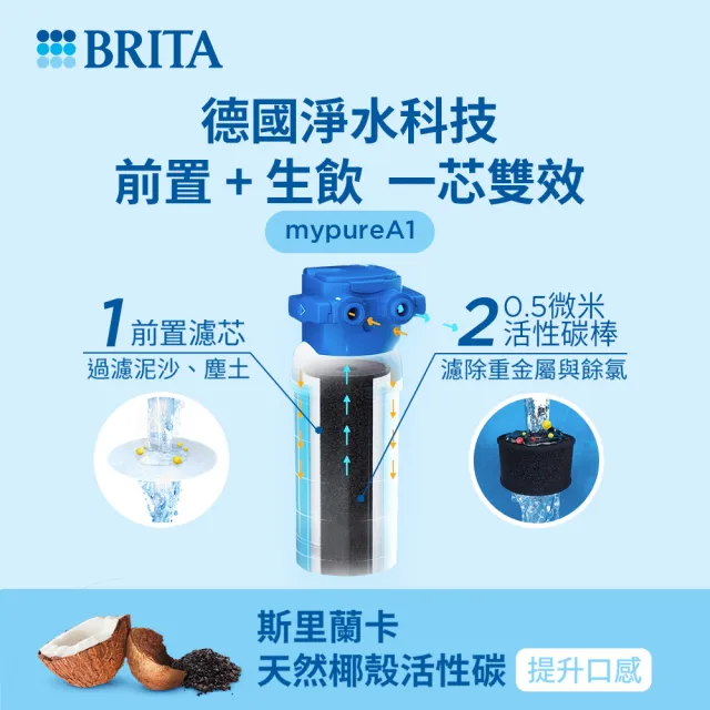 【BRITA】官方直營 mypure A1000長效型濾芯(二入)