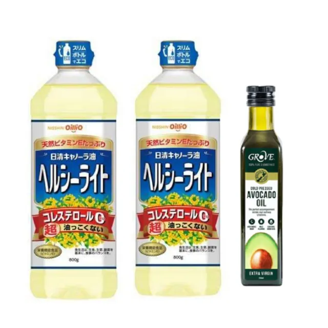 【NISSIN 日清】健康油品組 日清特級芥花油800g*2瓶 克羅福紐西蘭酪梨油250ml*1
