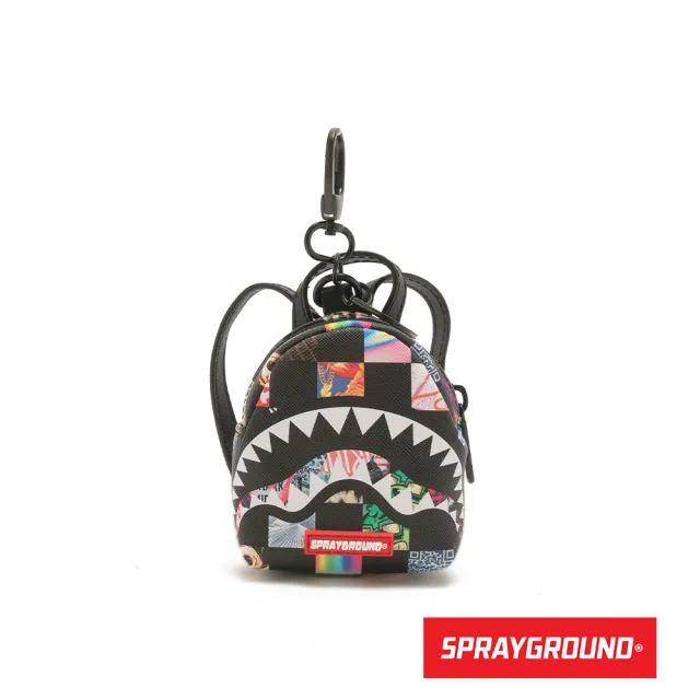 【SPRAYGROUND】潮流棋盤格背包造型鑰匙圈(黑色)