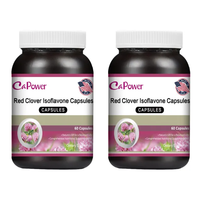 【CaPower 加柏爾】紅花苜蓿膠囊2入組(60粒/瓶)-含紅花苜蓿210mg.膠原蛋白.蜂王乳.軟磷脂.維生素E