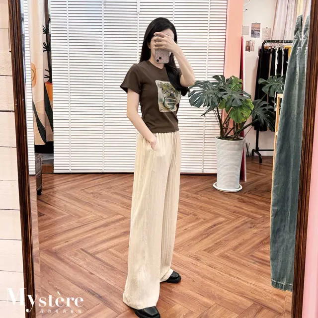 【my stere 我的時尚秘境】雙11 輕薄柔軟棉麻綁帶寬褲 三色 寬褲 垂墜寬褲 口袋寬褲 鬆緊寬褲 休