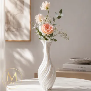 【Floral M】法式克里斯丁珠光花瓶(花瓶/插花/玻璃瓶/花器/花盆/陶瓷花瓶/桌面擺飾/居家裝飾)
