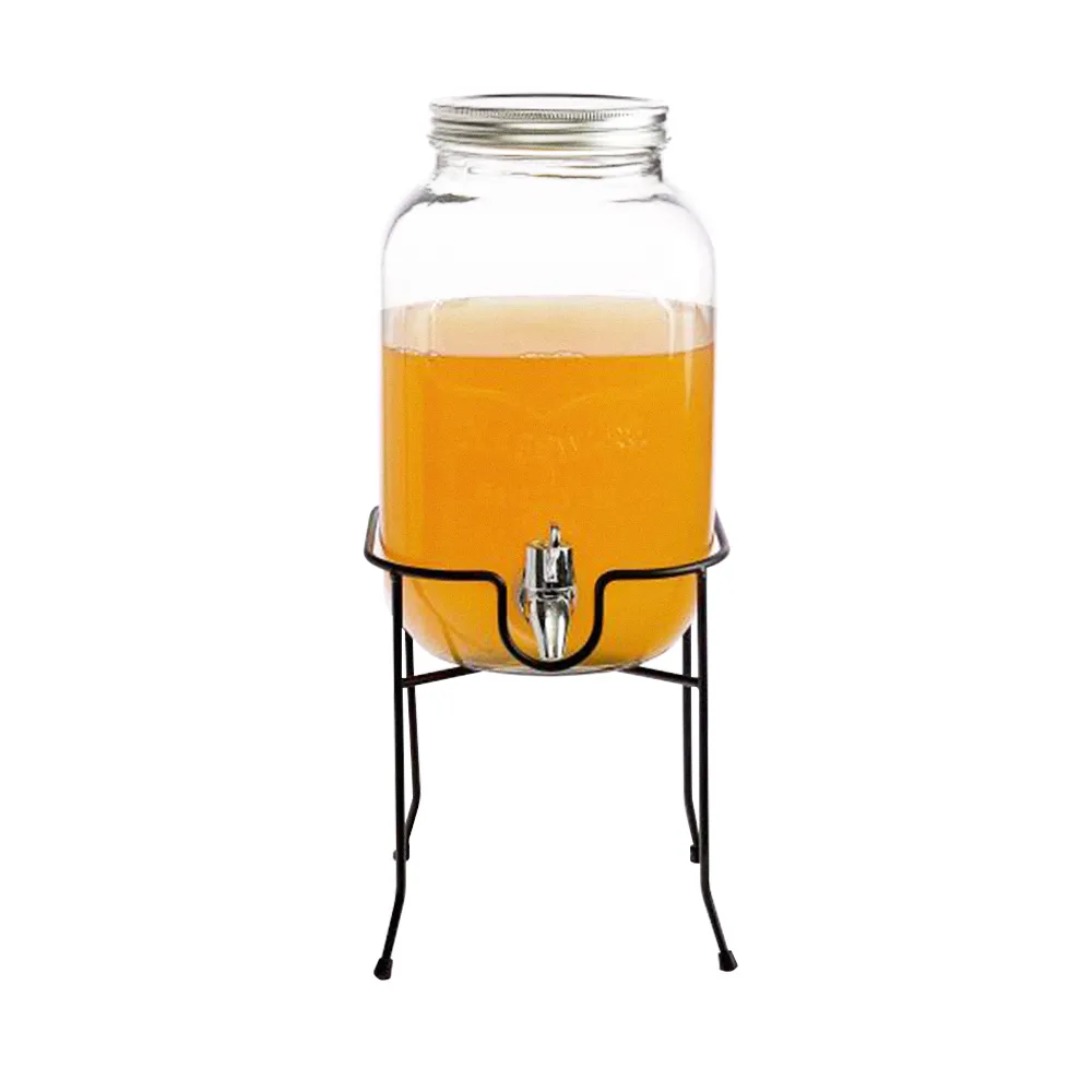 【FOREVER 鋒愛華】夏天必備派對玻璃果汁飲料桶-含桶架(4L)