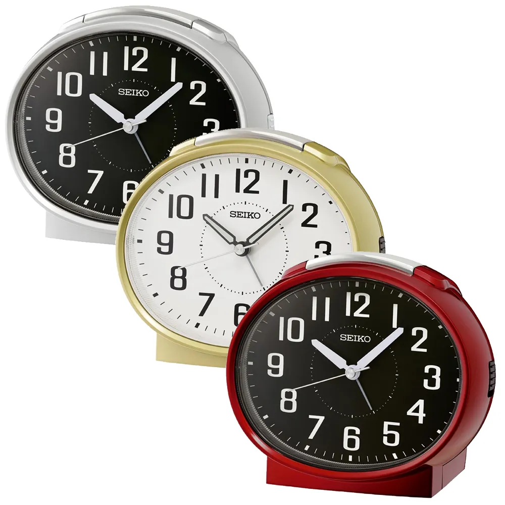 【SEIKO 精工】超靜音滑動式秒針大數字防貪睡鬧鐘-3色可選 送禮 禮物(QHK059A/QHK059G/QHK059R/速)
