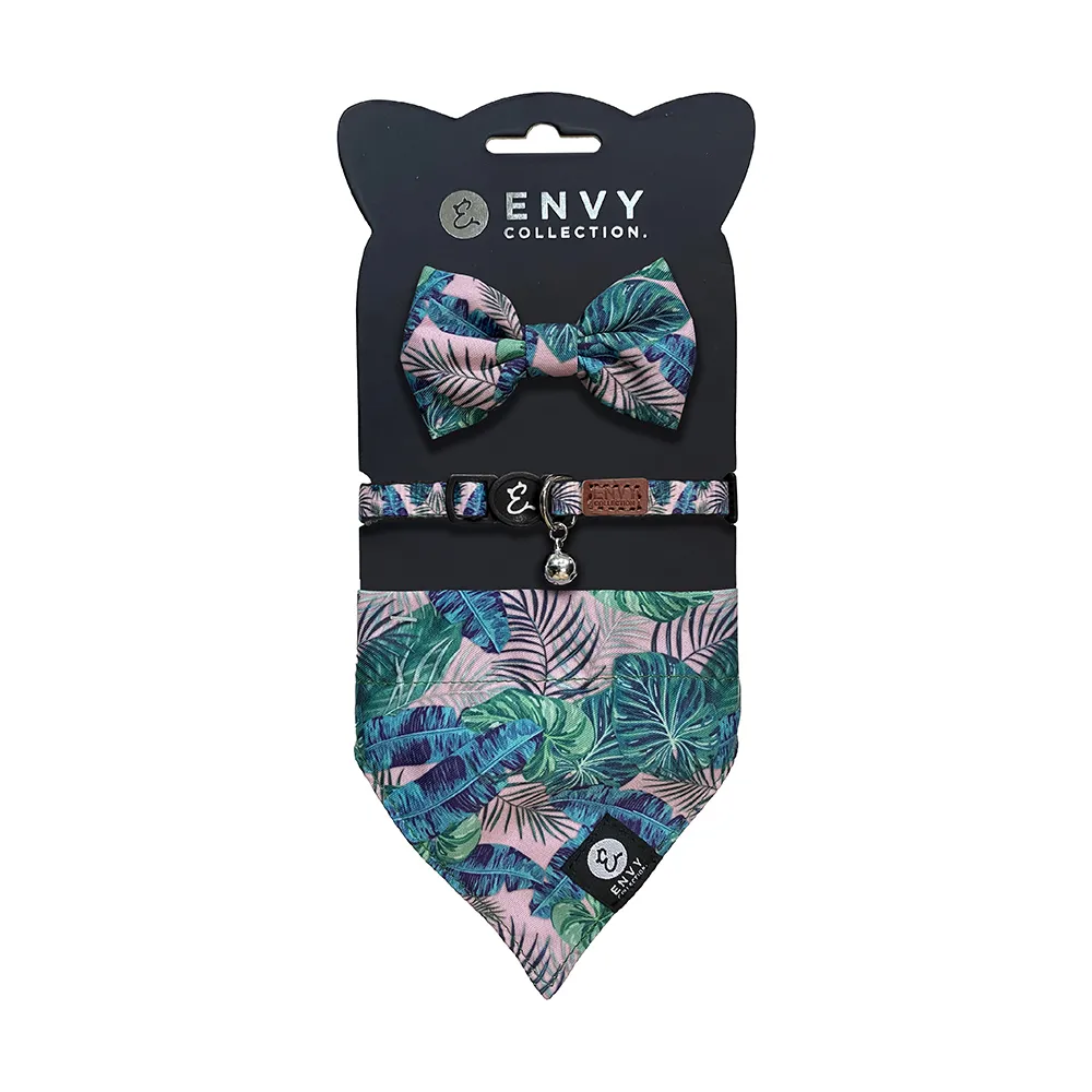 【ENVY COLLECTION】貓頸圈 芭蕉葉情迷三件組(頸圈領結領巾)
