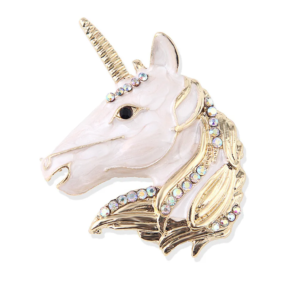 【Jpqueen】帥氣獨角獸天馬童話釉彩別針胸針(金色)
