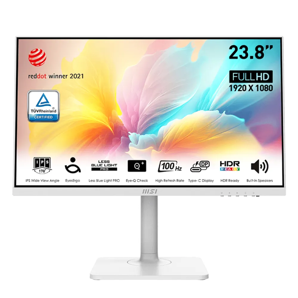 【MSI 微星】MODERN MD2412PW 24型 IPS 100Hz 美型螢幕-白(Type-C/內建喇叭)