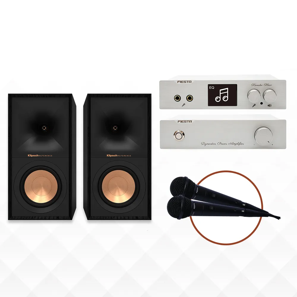 【FIESTA 嘉年華】數位混音機+擴大機-100W+KLIPSCH R-50M書架喇叭-黑檀