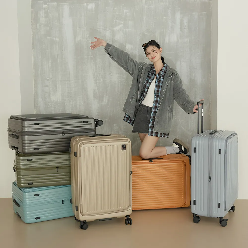 【金安德森】28吋 Traveler 前開式頂規Hinomoto腳踩式煞車輪行李箱(多色任選)