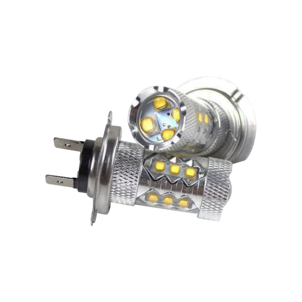 【車的LED】H7 魚眼 16LED 白光 80W(雙入組)