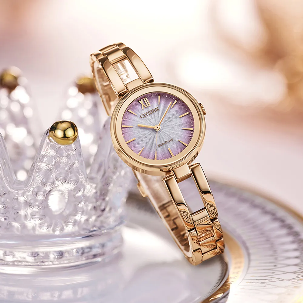 【CITIZEN 星辰】LADYS 光動能唯美氣質手鍊式女錶/漸層粉28mm(EM0809-83Z)