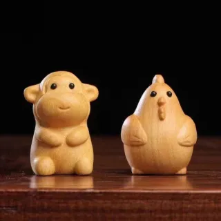 【LEEHER】可愛/老虎/擺飾/小飾品/擺件/十二生肖/送禮/金檀木/配件/桌面裝飾/兔子