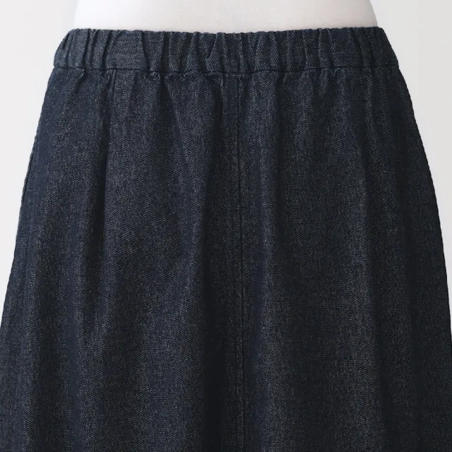 【MUJI 無印良品】女水洗丹寧舒適裙(深藍)