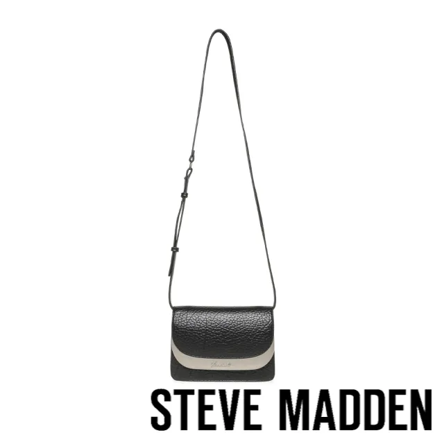 【steve madden】荔枝紋金屬飾邊斜背包BALLIE(黑色)