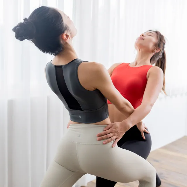 【NAMASTE】Afra 俐落美背網布運動內衣 - 鐵灰
