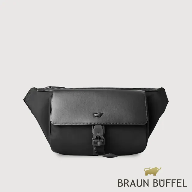 【BRAUN BUFFEL 德國小金牛】瓦拉頓-B 腰胸包-黑色(BF594-07-BK) 男包送禮推薦