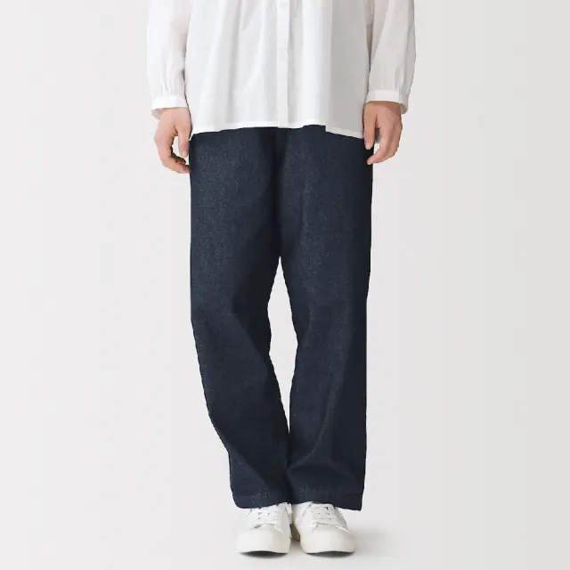【MUJI 無印良品】女水洗丹寧舒適錐形褲(藍色/暗藍)