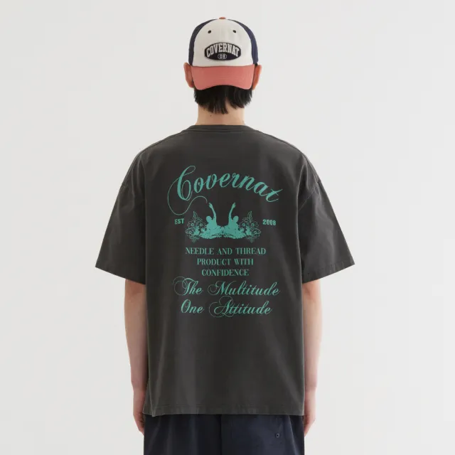 【COVERNAT】衝浪者染製圖案短袖T恤 (UNI短袖上衣 炭灰/紫色)