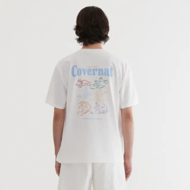 【COVERNAT】衝浪動作圖案短袖T恤(UNI短袖上衣 白/淺粉/全黑色)