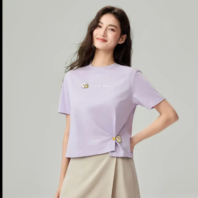 【GIORDANO 佐丹奴】女裝吉伊卡哇印花短袖T恤 CHiiKAWA系列(32 蘭花瓣紫)