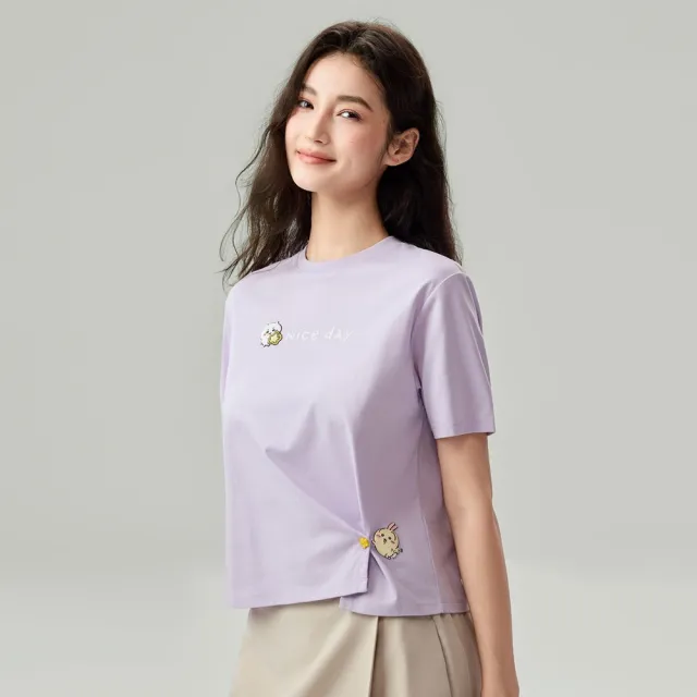 【GIORDANO 佐丹奴】女裝吉伊卡哇印花短袖T恤 CHiiKAWA系列(32 蘭花瓣紫)