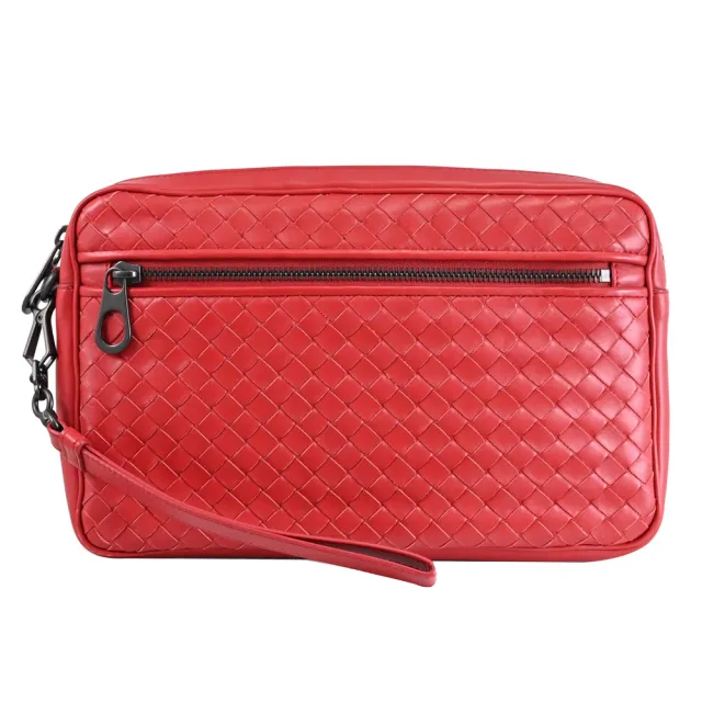 【BOTTEGA VENETA 寶緹嘉】經典編織羊皮手拿大商務包萬用包(紅)