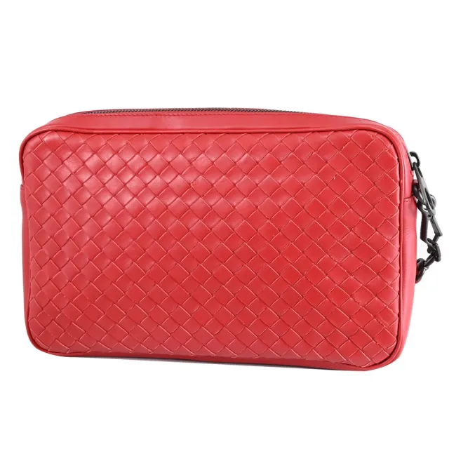 【BOTTEGA VENETA 寶緹嘉】經典編織羊皮手拿大商務包萬用包(紅)