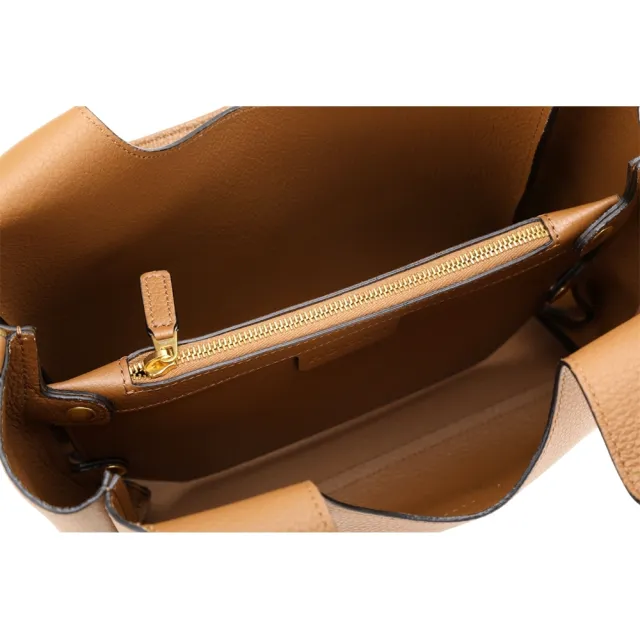 【HOGAN】H-Bag 小型 錘紋牛皮手提/斜背托特包(棕色)(字母 側背 義大利精品)