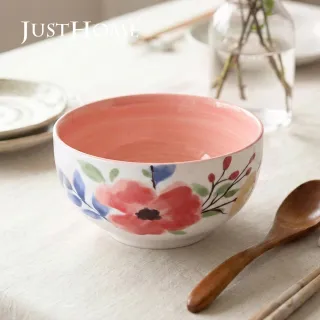 【Just Home】映花陶瓷6吋湯碗700ml(可微波 碗 湯碗 湯缽 麵碗 拉麵碗)