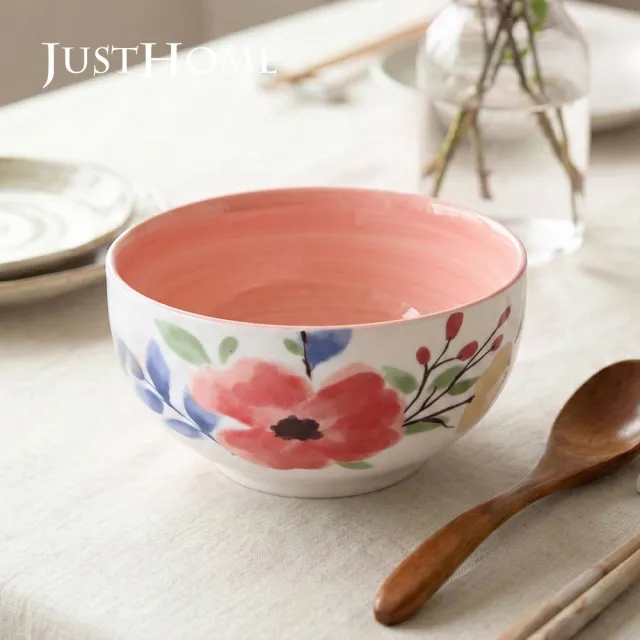 【Just Home】映花陶瓷6吋湯碗700ml(可微波 碗 湯碗 湯缽 麵碗 拉麵碗)