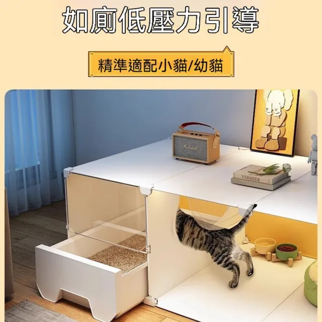 【MOOG 沐格】一體式貓籠貓別墅 內建抽拉貓砂盆 室內不佔空間貓窩幼成貓通用