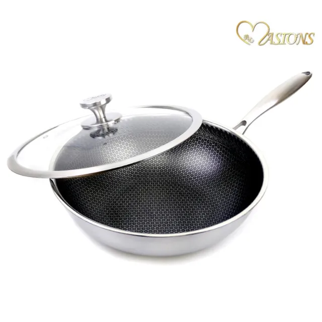 【MASIONS 美心】維多利亞Victoria 皇家316不鏽鋼複合黑晶鍋炒鍋32cm(IH爐 電磁爐適用)