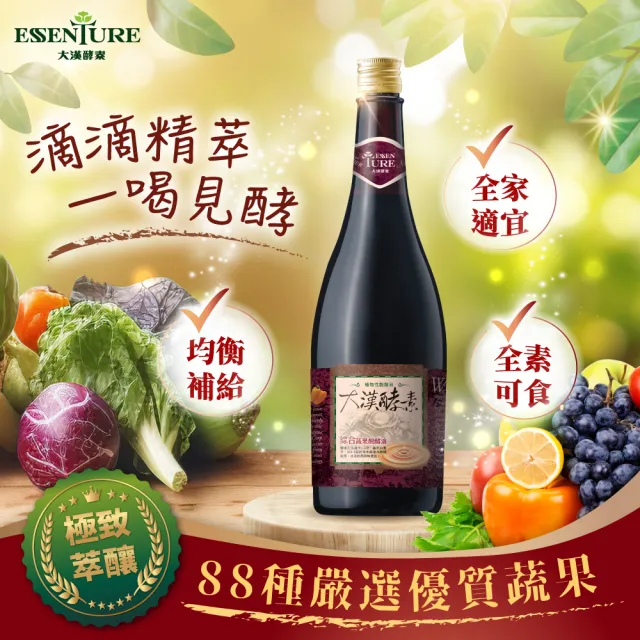 【ESSENTURE 大漢酵素】七福璀璨禮盒-雙酵蔬果酵素(60ml*10瓶/盒 禮盒 年節禮盒 中秋禮盒 全素 保健禮盒)