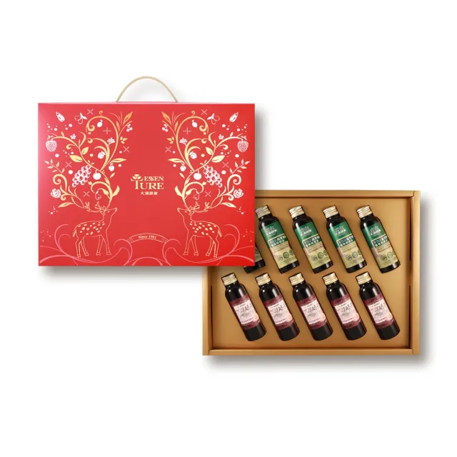 【ESSENTURE 大漢酵素】七福璀璨禮盒-雙酵蔬果酵素(60ml*10瓶/盒 禮盒 年節禮盒 中秋禮盒 全素 保健禮盒)