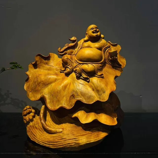 【桃花源創意工坊】招財進財_彌勒_木雕