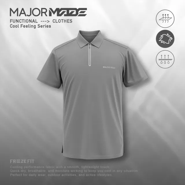 【MAJOR MADE】極涼感無痕拉鍊POLO衫(機能上衣/短袖上衣/POLO衫)