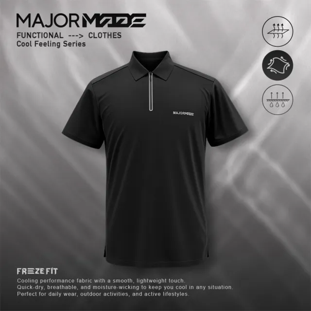 【MAJOR MADE】極涼感無痕拉鍊POLO衫(機能上衣/短袖上衣/POLO衫)
