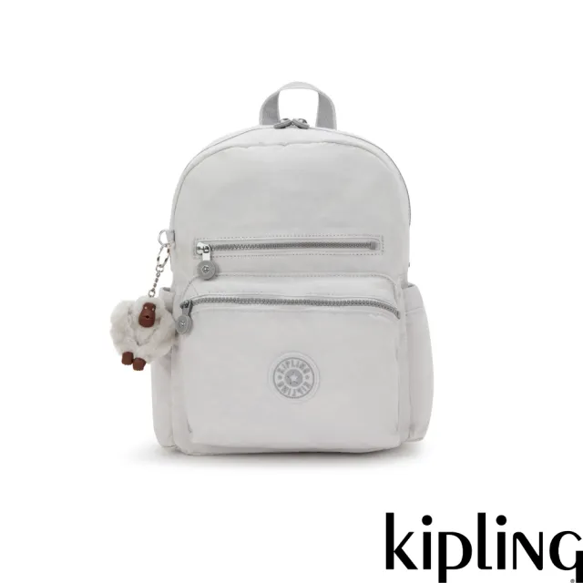 【KIPLING】冷霧灰雙前袋後背包-JUDY M 女包