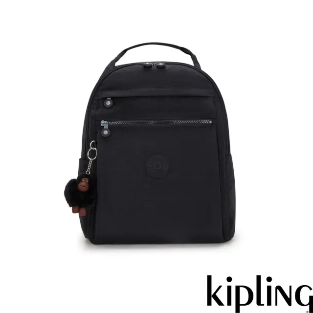 【KIPLING】率性曜石黑多袋實用後背包-MICAH 女包
