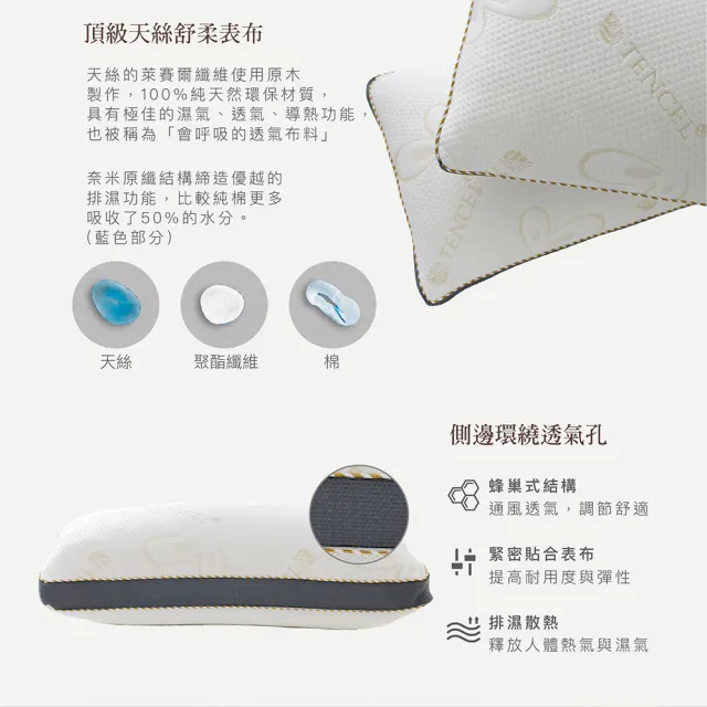 【ISHUR 伊舒爾】3D天絲獨立筒枕1入 台灣製造(贈天絲枕套1入/TENCEL/枕頭)
