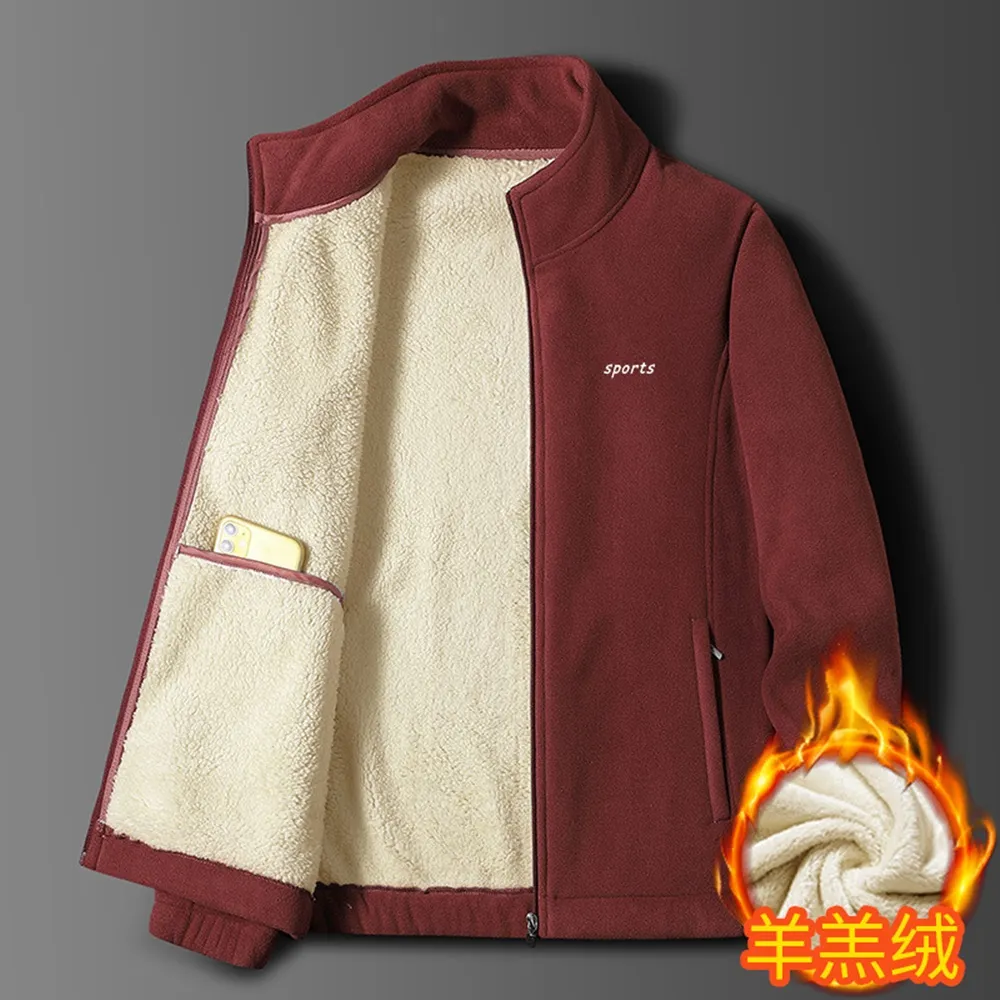 【米蘭精品】現貨+預購 休閒夾克保暖外套(立領拉鍊搖粒絨男外套8色74it1)