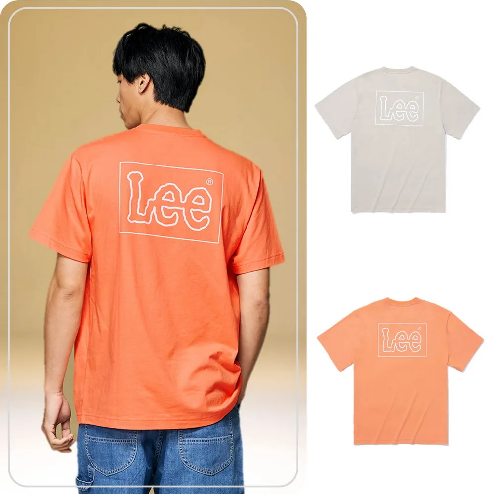 【Lee】男裝 短袖T恤 / 背後長框 鏤空大LOGO 共2色 舒適版型(LB402023166 / LB402023169)